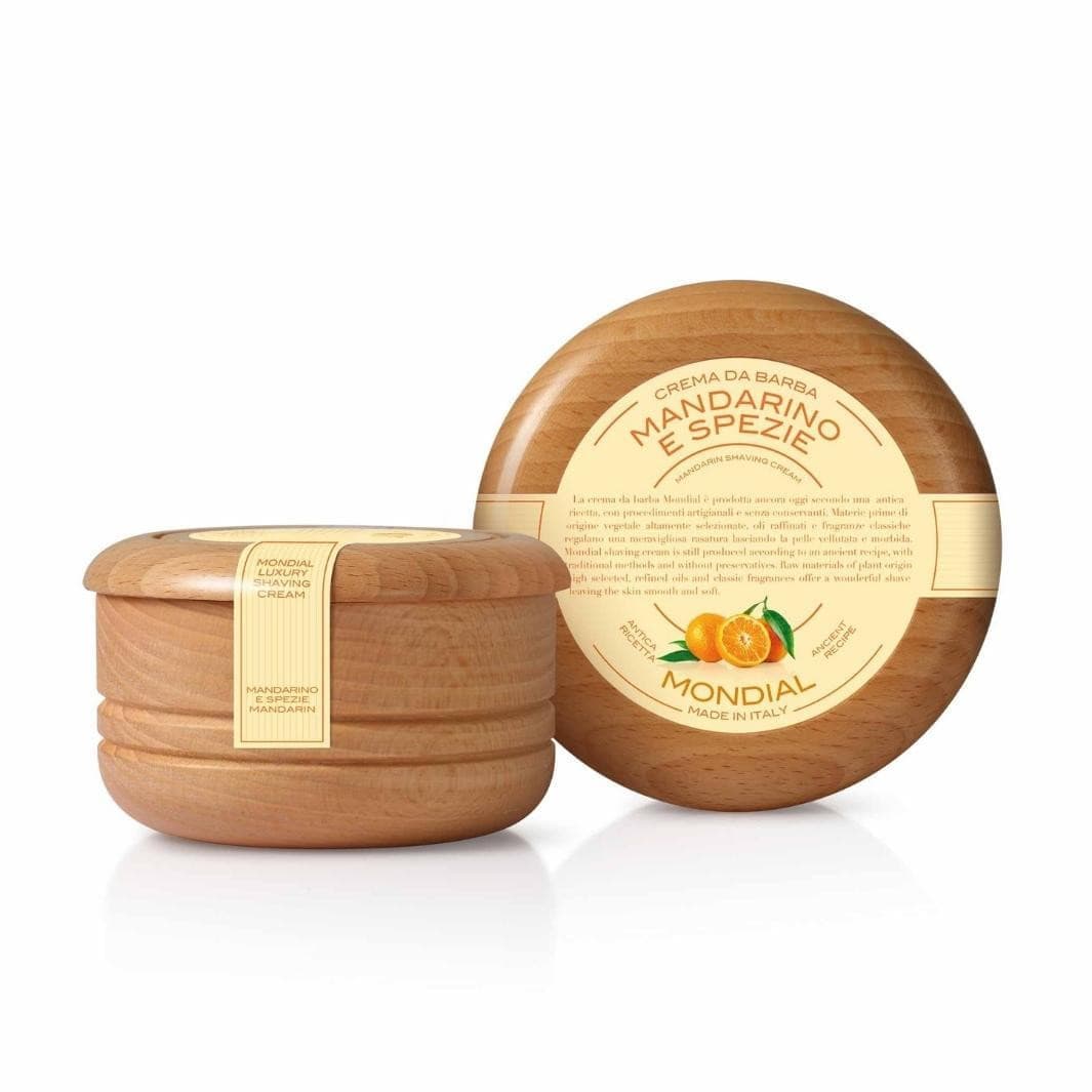 Shaving Cream 140ml Mandarino e Spezie - luxury wooden bowl